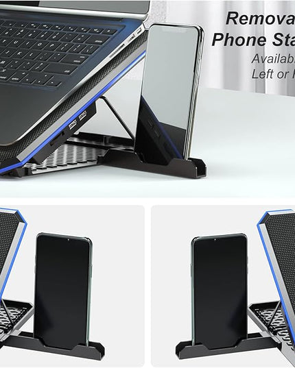 ICE COOREL Laptop Cooling Pad with 6 Cooling Fan, Laptop Cooler Fan with No Lights, Cooling pad for Laptop 15-17 Inches, Notebook Cooler Stand with 9 Height Adjustable, Cooler Pad for Lap or Desk Use