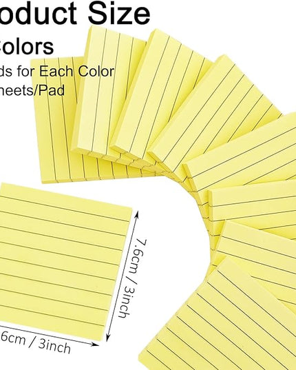 48 Pack 3840 Sheets Lined Sticky Notes 3X3 in Ruled Self Sticky Note Pads 80 Sheets/pad Colorful Sticky Notes with Lines Post Notes for Office, Home, School, Meeting