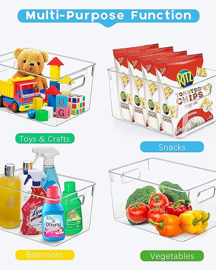 Set of 8 Clear Plastic Storage Bins, 4 Large and 4 Small Stackable Storage Containers for Pantry Organization and Kitchen Storage Bins,Home Edit and Cabinet Organizers