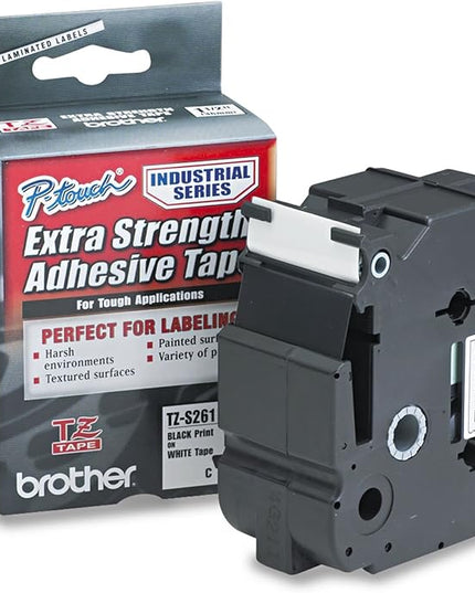 Brother Laminated Extra-Strength Black on White 1 1/2 Inch Tape in Retail Packaging (TZeS261)