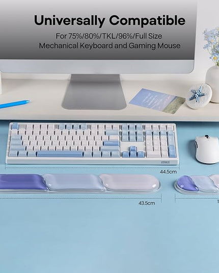 EPOMAKER CloudGel Wrist Rest for Keyboard and Mouse, 2 Pieces Silicone Wrist Support, Anti-Slip Rubber Bottom, Ergonomic Design, Suitable for Office/Computer/Laptop/Gaming (Blue)