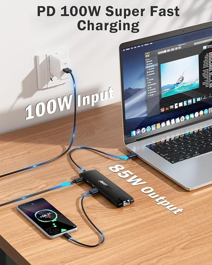 Lemorele 13-in-1 USB C Docking Station with Triple Display, 2X 4K HDMI, VGA, 100W PD, 6 USB Ports (incl. USB-C 3.2), Gigabit Ethernet, SD/TF Reader, 3.5mm Audio for MacBook/Windows