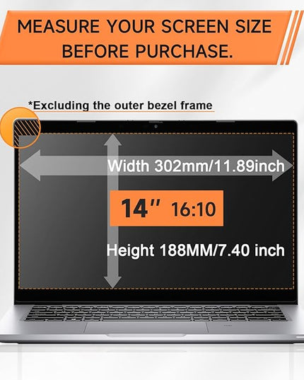 360° Laptop Privacy Screen 14 Inch 16:10, 4 Way Computer Monitor Privacy Shield, Anti Glare Blue Light Filter Compatible with Lenovo Hp Dell Acer Asus Thinkpad Envy Xps