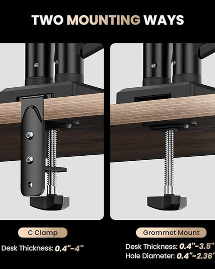 SIAGO Dual Monitor Stand, 15 to 32 Inch Monitor Arm, Adjustable Monitors Mount with C-Clamp and Grommet Installation, Made of Iron and Al, VESA Monitor Stand for Desk - Fits 4.4 to 19.8lbs Monitors