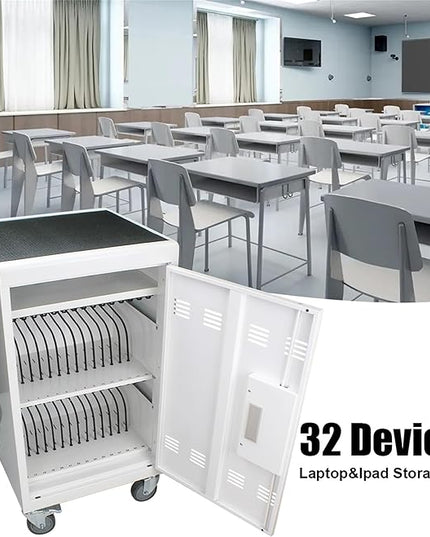Laptop and Tablet Storage Cart,with Combination Lock Mobile Charging Cabinet for Up to 30 Unit,with Charging Port Screen Size Up to 16.3",Charging Cart for Tablets,Laptops,Suitable for School,Business