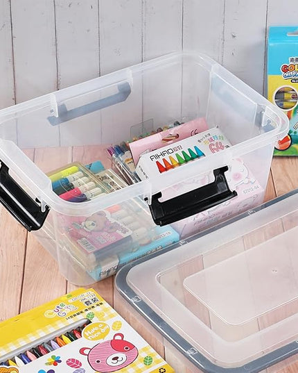 12 Quart Clear Plastic Storage Box with Lid, Latching Storage Box, Pack of 6