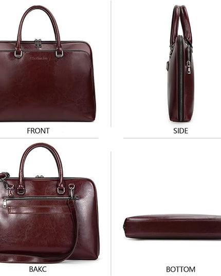 Blofinche Laptop Messenger shoulder bag: Genuine Leather work Briefcase 13.3 15.6 inch designer handbag