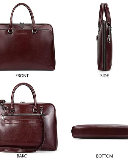 Blofinche Laptop Messenger shoulder bag: Genuine Leather work Briefcase 13.3 15.6 inch designer handbag