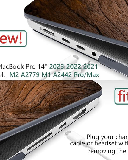DONGKE Case for M5 MacBook Pro 14 inch 2025 2024-2021 M4 M3 M2 M1, Plastic Hard Shell Cover Compatible with A3434 A3112 A3401 A3185 A2992 A2779 A2442, Retina XDR Display & Touch ID, Wood Grain
