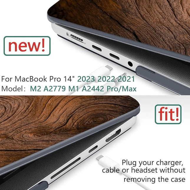 DONGKE Case for M5 MacBook Pro 14 inch 2025 2024-2021 M4 M3 M2 M1, Plastic Hard Shell Cover Compatible with A3434 A3112 A3401 A3185 A2992 A2779 A2442, Retina XDR Display & Touch ID, Wood Grain
