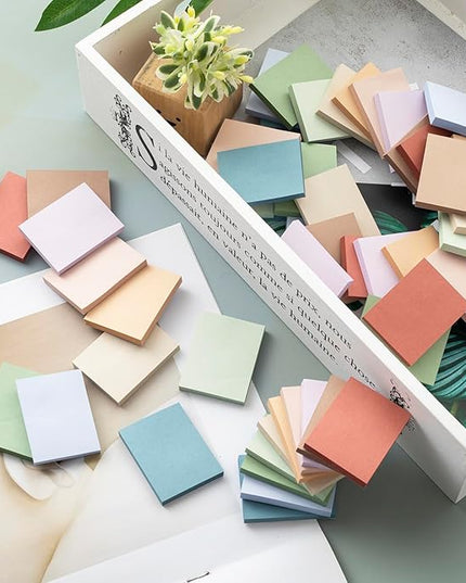(50 Pads) Sticky Notes 1.5x2, Vintage Colors, 10 Colors Self Sticky Notes, Sticky Pads, Recyclable, Self-Stick Pads, Easy to Post for Home, Office, Notebook