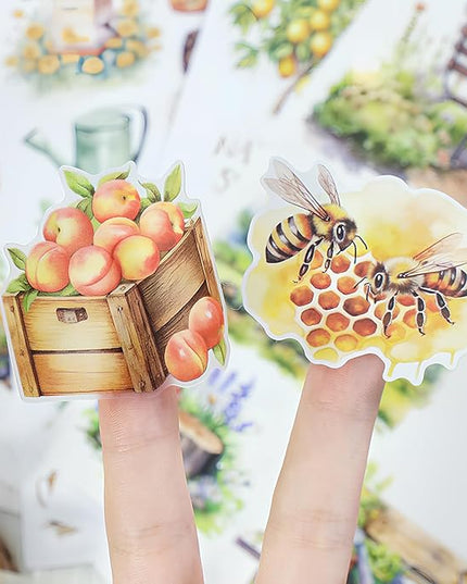 Snycler Sticker Book - 20 Sheets Vintage PET Stickers for Scrapbooking, Junk Journaling, Ephemera, and Decorative Crafts-The Harvest time
