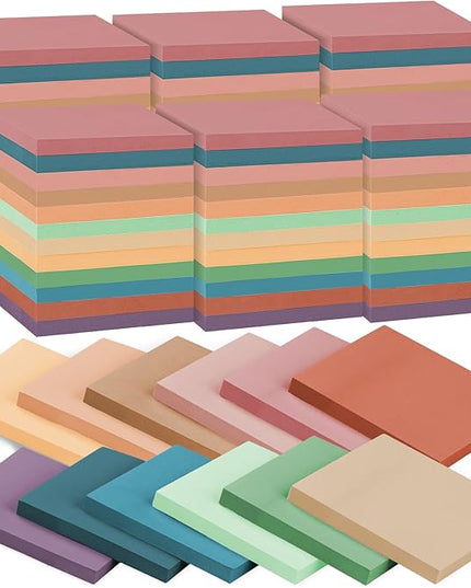 60 Pack Vintage Sticky Notes 3x3 12 Retro Colors Posted Note Adhesive Paper Memo Pads 56 Sheets/Pad Self-Stick Note Bulk Easy to Stick for Back to School Teacher Student, Office Supplies