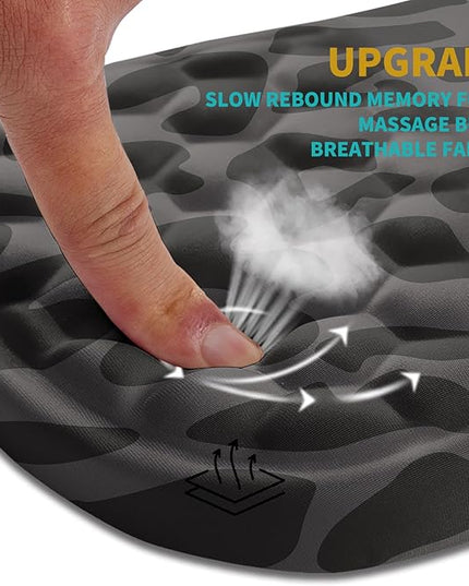 Hokafenle Ergonomic Mouse Pad Wrist Support, Wrist Rest Mousepad for Carpal Tunnel Pain Relief with Integrated Memory Foam Slope Massage Bulge (11.8x7.9 inch,Black Leopard