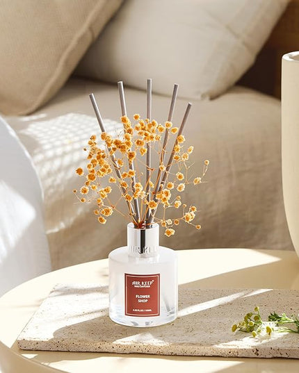 Airkeep Reed Diffuser Set,3.38 fl oz (100 ml) - Flower Shop Oil Diffusers with 8 Reed Sticks, Home Fragrance Reed Diffuser for Bathroom Shelf Decor