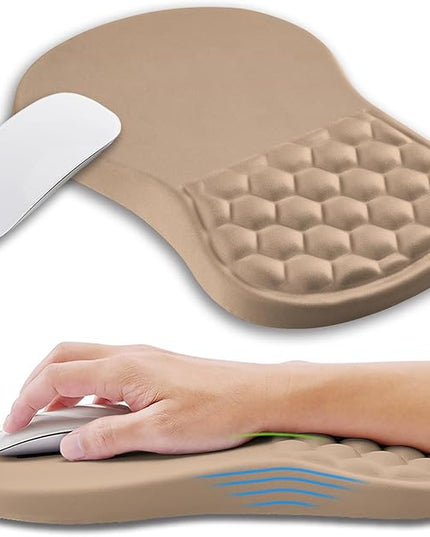 Ergonomic Mouse Pad Wrist Support with Memory Foam Massage Bulge, Carpal Tunnel Pain Relief Mousepad Wrist Rest for Mouse(12x8 inch, Sand Color)