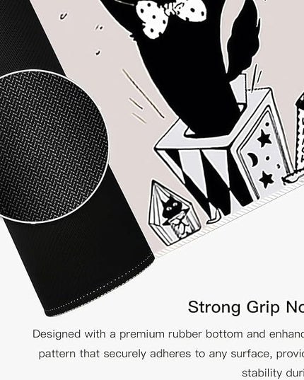 Large Mouse Pad for Desk, XXL Non-Slip Long Extended Gaming Mouse Mat Protector with Waterproof Rubber Base Stitched Edges for Office, Computer, Keyboard, Laptop and Home (Surprise Cat)