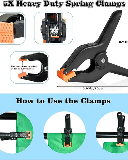 Green Screen Backdrop Kit with Stand - 6.5x5 Ft Portable Green Screen & Adjustable Backdrop Stand for Streaming, Photography, Gaming, Zoom (Includes 4 Clips & Carrying Case)