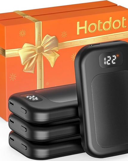Hotdot Hand Warmers Rechargeable 2 Pack, 3 Heat Levels (104–121°F), Real-Time Temp & Battery Display, Electric Hand Warmers, Fast Heating, Fits in Gloves/Pocket, Gifts for Women & Men