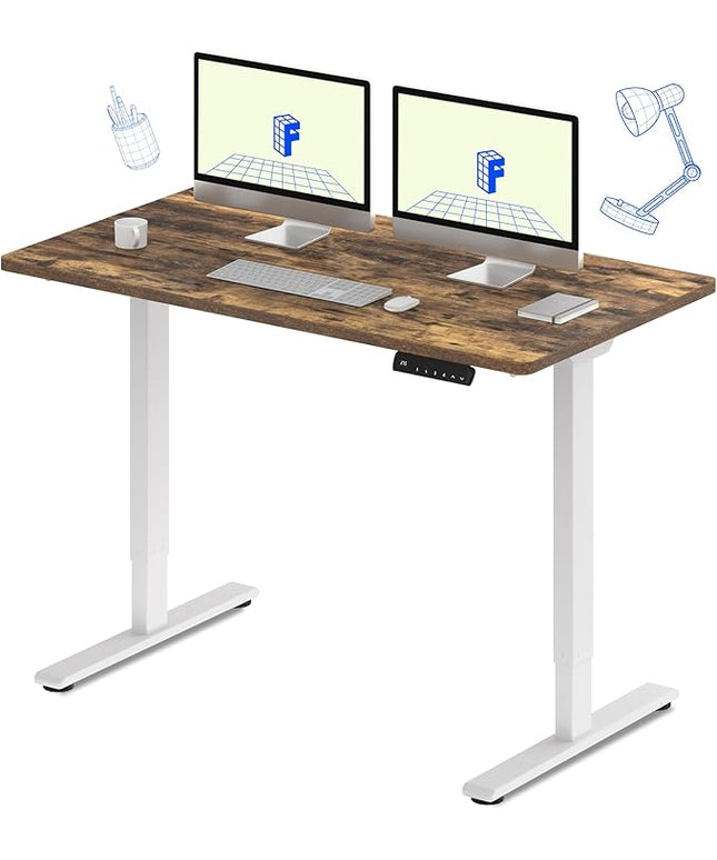 FLEXISPOT E3 Dual Motor Electric Standing Desk 55 x 28 Sit Stand Up Desk, Holds 220 lbs, Adjustable Height w/Memory Presets, One-Piece Special Walnut Desktop & White Frame, Ships in 2 Boxes