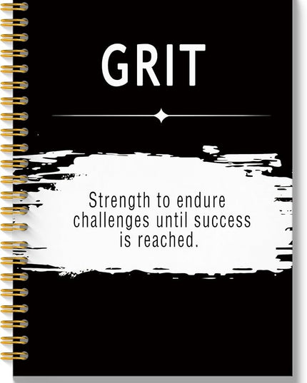 Grit Quotes Notebook Journal, Inspirational Office Notebooks for Work, Motivational Gifts for Women Men, Gifts for Office Coworkers, Black Hardcover Spiral Notebook 5.5x8.3