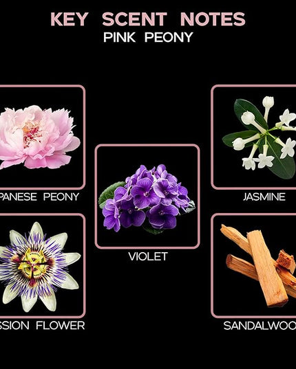 LOVSPA Reed Diffuser Set, Pink Peony Scented Oil Diffuser with Sticks, Home Fragrance Accessories for Bathroom Shelf Decor, Aroma Diffusers for Home or Office Desk, USA Made