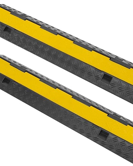 Pyle Durable Cable Ramp Protective Cover - 2,000 lbs. Heavy Duty Hose & Cable Track Protector w/ Flip-open Top Cover & 2-Ch. Groove Design, Cable Concealer for Outdoor/Indoor Use, 2 Pack - PCBLCO26X2