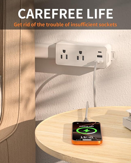2 Pack Electrical Outlet Extender Stick Features 2 USB-A, USB-C and 2 AC Outlets, Extendable to 6", 15.3", 24.5", 34", for Hard to Reach Spaces Use Behind Couches, Nightstands, Desks, and More