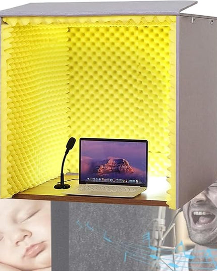 Sound Proof Foam Panels, Sound Proof Foam, Sound Proof Booth, Desktop Soundproof Cover,self Made Sound Recording Studio,Vocal Sound Absorbing Shield,for Studio Desk,Recording Booth,Yellow