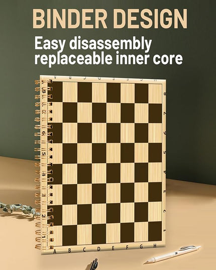 Spiral Journal Notebook for Women,A5 College Ruled Notebooks 6"x 8.4", 120 Pages (60 Sheets) Lined Journal with Premium Thick Paper,Perfect for School Office Home(Wooden Chess Board)