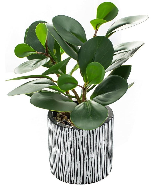 AlphaAcc Fake Plants Real Looking Greenery Artificial Plants Indoor Potted Plant with Rustic Black Clay Planter for Farmhouse Bathroom Bedroom Kitchen Office Table Decor 8"