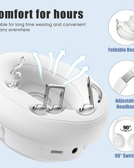 BERIBES Bluetooth Headphones Over Ear, 65H Playtime and 6 EQ Music Modes Wireless Headphones with Microphone, HiFi Stereo Foldable Lightweight Headsets, Deep Bass for Home Office Cellphone PC Ect.