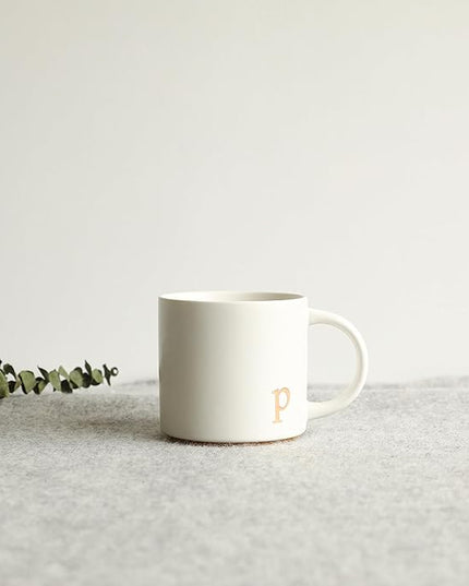 COLLECTIVE HOME - Monogram Ceramic Mugs, 15 oz Golden Initial Coffee Cups, Elegant Alphabet Tea Mugs, Elegant Personalized Mug with Gift Box, Luxurious Cups for Office and Home (p)