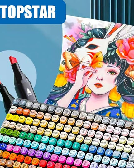 262 Colors Alcohol Markers for Artist Drawing - Dual Tip Art Markers for Adult Coloring Painting Supplies (262 Black Shell)