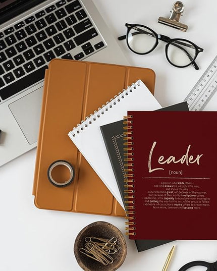 OXW Red Meeting Notebooks for Work, Leadership Gifts Office Work Notebook Journal for Writing Note Taking, Thank You Gifts for Women Men Boss Leader Mentor Manager Principal, 5.5"x8.3"