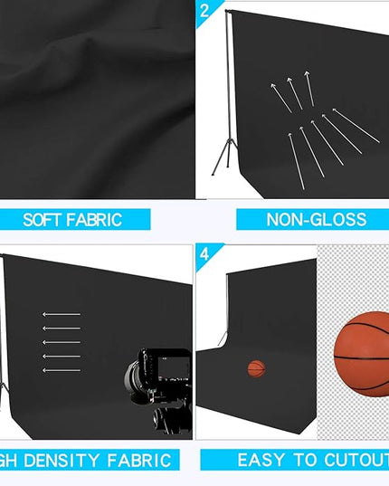 ISSUNTEX 6X9 ft Background Muslin Backdrop, Photo Studio, Collapsible High Density Screen for Video Photography and Television-Black