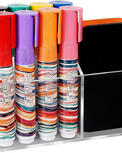 Ameceres Magnetic Pen Holder Classroom Organization Acrylic Marker Holder for Whiteboard Refrigerator Locker Accessories Pencil Dry Erase Marker Basket (2 Compartments * 1)