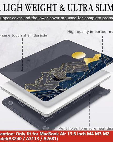 CISSOOK Compatible with MacBook Air 13.6 Inch Case A3240 A3113 A2681, Laptop Hard Shell Mountain Sunshine Cover with Keyboard Cover for MacBook Air 13 M2 M3 M4 Release 2022 2024 2025