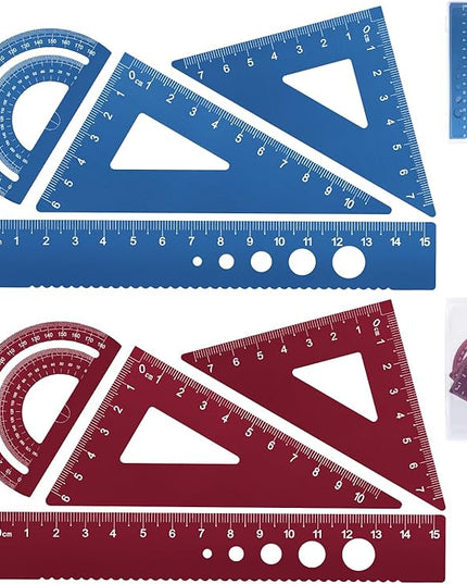 Honagu Aluminum Alloy Triangular Ruler Set, 8 Pieces/2 Sets, Modern Design, 12 Inches