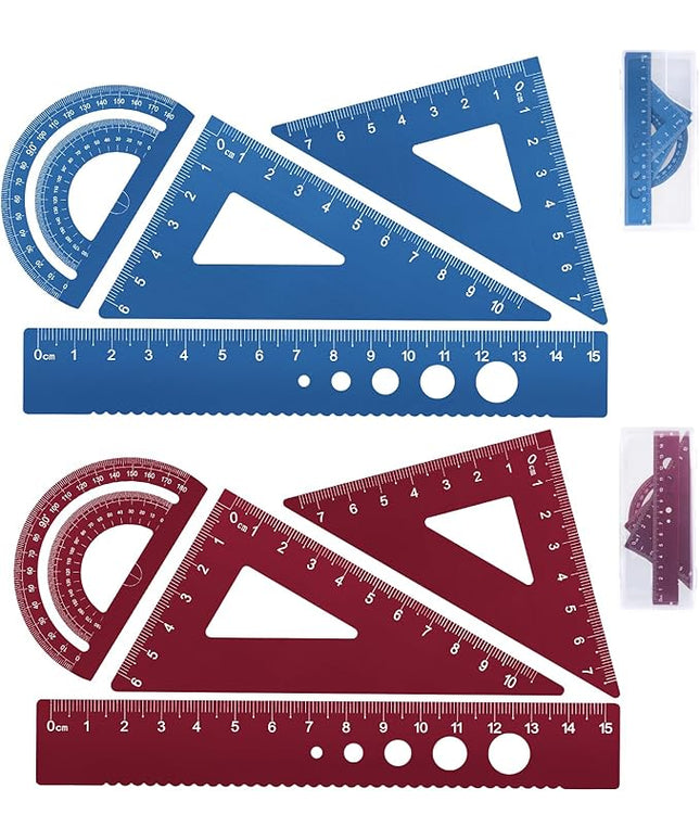 Honagu Aluminum Alloy Triangular Ruler Set, 8 Pieces/2 Sets, Modern Design, 12 Inches
