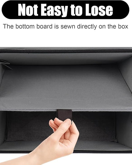 Large 22 Quart Linen Fabric Foldable Storage Bin Cube Organizer Basket with Flip-Top Lid & Handles, Clothes Blanket Box for Home, Office, Closet, Black & Gray, 4 Pack 14.6 x 9.5 x 9.5