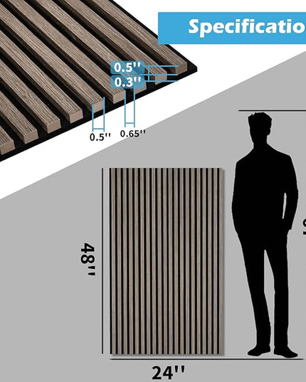 Art3d 2-Pack 48" x 24" Acoustic Wood Panels for Wall, Soundproof Wood Slat Panel for Wall and Ceiling, 3D Fluted Sound Absorbing Paneling for Interior Wall Decor, Living Room, Bedroom - Walnut