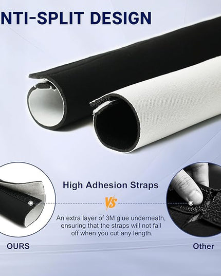 Cable Management Sleeve 6.6ft (80 inch) - 1.5 inch, Hook-and-Loop Cuttable Neoprene Cord Organizer, Split Wire Reversible Cord Protector for TV USB PC Ethernet Cable Hider Protect Pets Kids