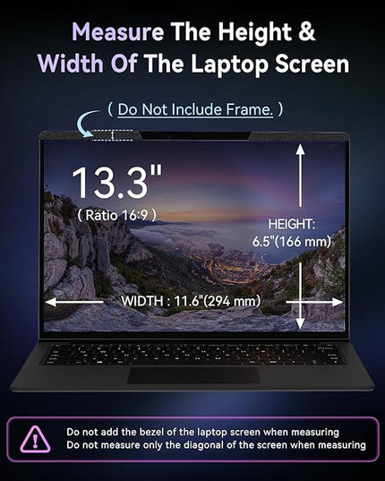 Magnetic Laptop Privacy Screen 13.3 Inch for 16:9 Computer Monitor, Removable 13.3” Anti Glare Protector Blue Light Filter Shield Compatible with HP Dell Xps Acer Asus Samsung Lenovo ThinkPad Envy