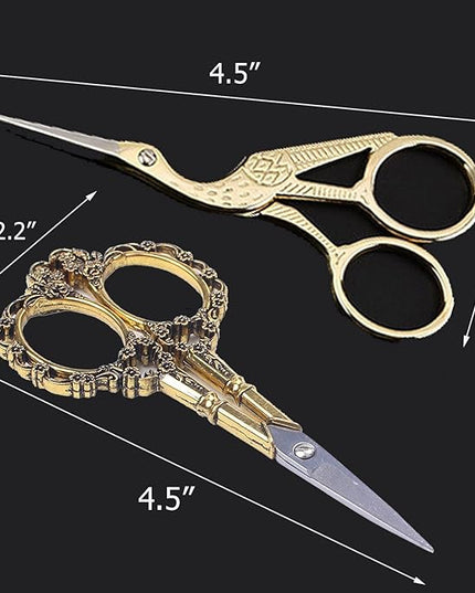 BIHRTC Gold Vintage Plum Blossom Scissors and Classic Crane Design Sewing Scissors for Embroidery, Sewing, Craft, Art Work & Everyday Use
