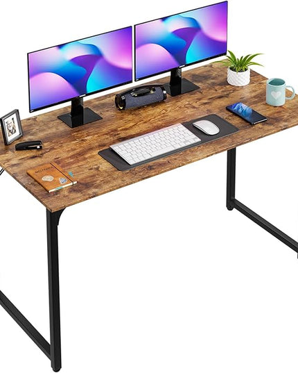 PayLessHere | 47 Inch Computer Desk | Vintage | Office Desk with Metal Frame, Adjustable Feet | Water-Resistant, Scratchproof Surface | Sturdy Writing Table for Home Office or Study | Pack of 1