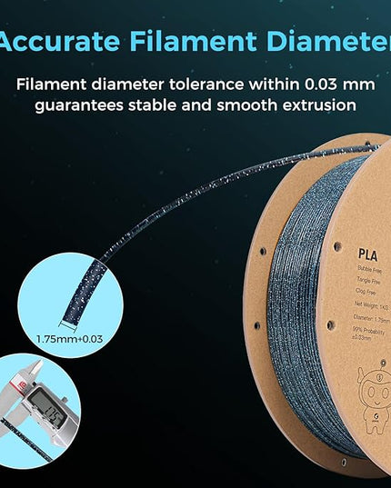 Sovol 3D Printer Luminous Filament, Glow in The Dark PLA 1kg (2.2 lbs) Spool 3D Printing Materials, Dimensional Accuracy +/- 0.03 mm, 1.75 mm, Shiny Blue