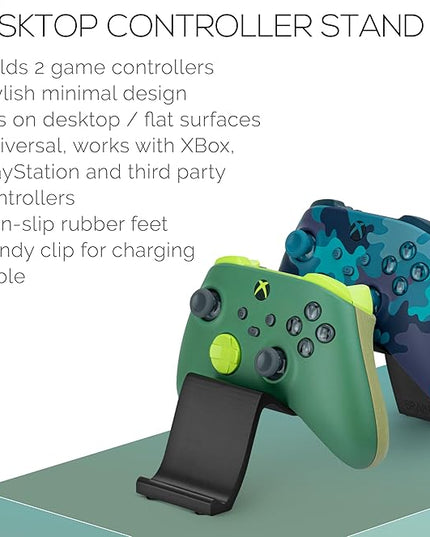 Desktop Dual Game Controller Stand Holder – Stylish, Minimal Wave Design, Suitable for PS5, Xbox, Switch, PC & Retro Gamepads - by Brainwavz (UGDS12)