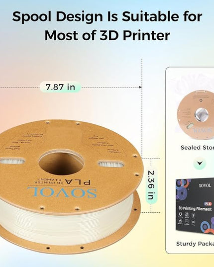 Sovol 3D Printer Glow in The Dark Filament Gradient Multicolor Fast Change PLA 1kg (2.2 lbs) Spool 3D Printing Materials, Dimensional Accuracy +/- 0.03 mm, 1.75 mm, Glow Multicolored