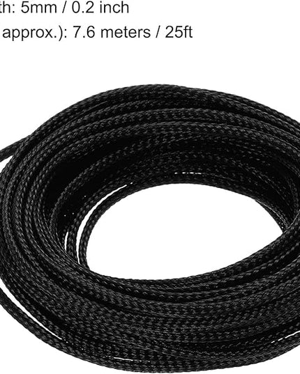 uxcell PET Expandable Sleeving 25ft 1/8" Black Cable Management Sleeve Cord Organizer for Wrap Protect Cable